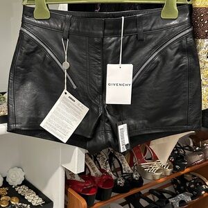 Givenchy High Waist Black Leather Shorts